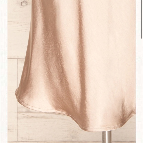 Beige satin halter dress. Never worn. - Picture 2 of 7